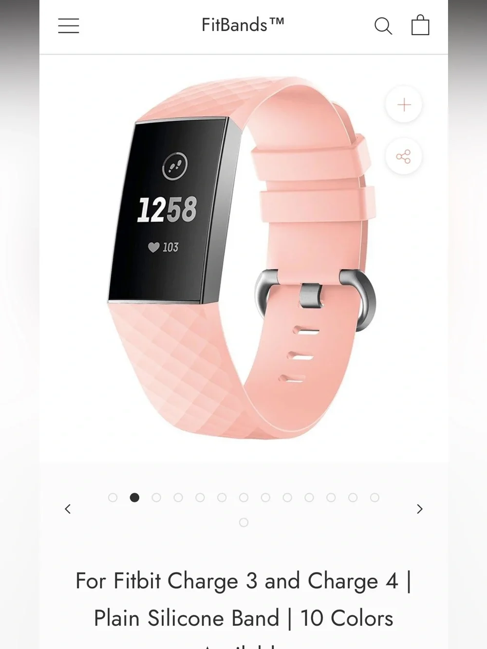 FitBands pink silicone replacement band for FitBit Charge 3 or 4